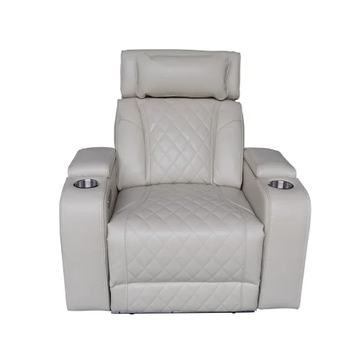Luxus elektromos relax fotel, lábtartóval, pohártartóval, világítással AirLeather bézs - 9