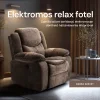 Elektromosan dönthető relax fekvőfotel, zsenília szövet (barna) thumbnail