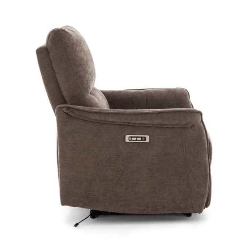 Elektromos, dönthető relax fekvőfotel, zsenília szövet (barna)  - 16