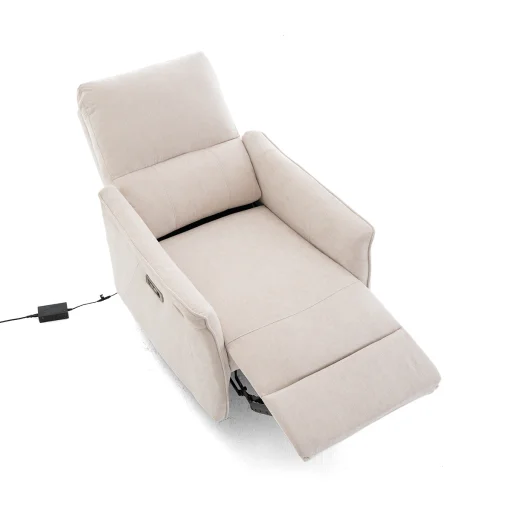 Elektromos, dönthető relax fekvőfotel, zsenília szövet (bézs)  - 13