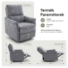Elektromos, dönthető relax fekvőfotel, zsenília szövet (szürke)  thumbnail