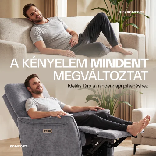 Elektromos, dönthető relax fekvőfotel, zsenília szövet (szürke)  - 5