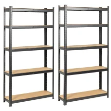 2db Salgó polc, 5 szintes 180x90x30cm, fekete(2x4401)