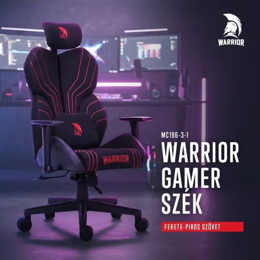 Warrior gamer szövet szék fekete-piros (MC196-3-1) - 2