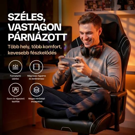 Gamer szék fekete-fehér WARRIOR (RL-552) - 3