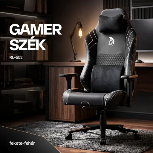Gamer szék fekete-fehér WARRIOR (RL-552) - 2