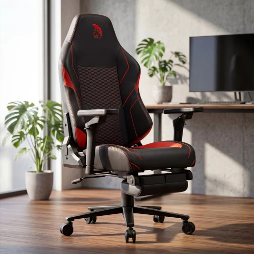 Gamer szék fekete-piros, lábtartóval Warrior (RL-511O) - 1
