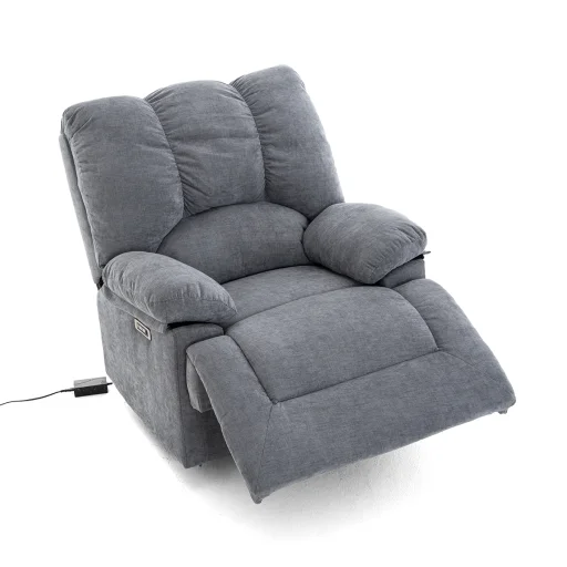 Elektromos relax fekvőfotel szürke zsenília szövet (JN-D8118A30)  - 2