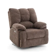Elektromos relax fekvőfotel barna zsenília szövet (JN-D8118A30) 