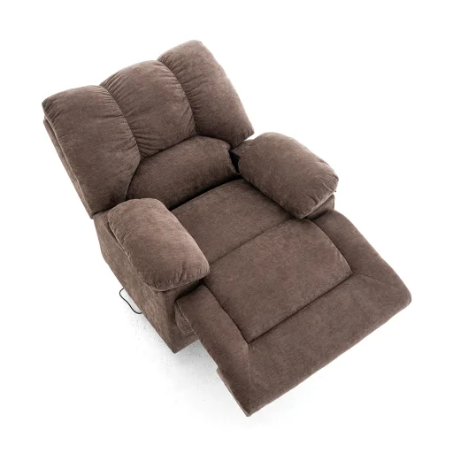 Elektromos relax fekvőfotel barna zsenília szövet (JN-D8118A30)  - 4