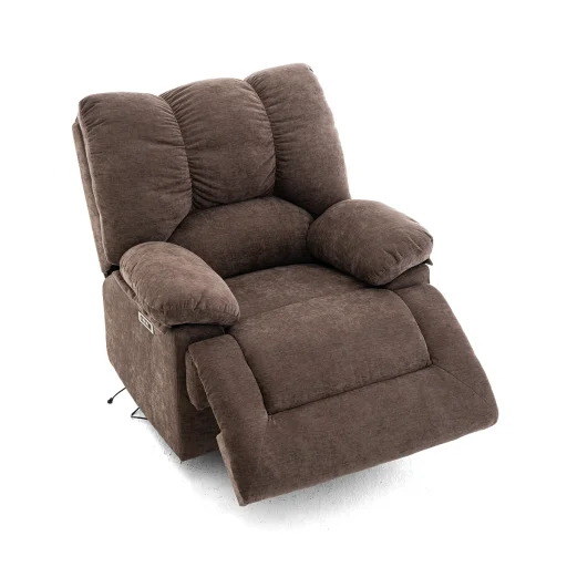 Elektromos relax fekvőfotel barna zsenília szövet (JN-D8118A30)  - 5