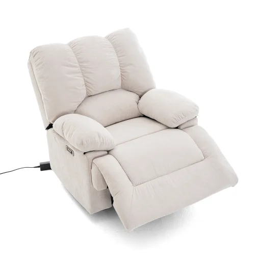Elektromos relax fekvőfotel bézs zsenília szövet (JN-D8118A30)  - 5