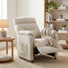 Elektromos, dönthető relax fekvőfotel, bézs szövet