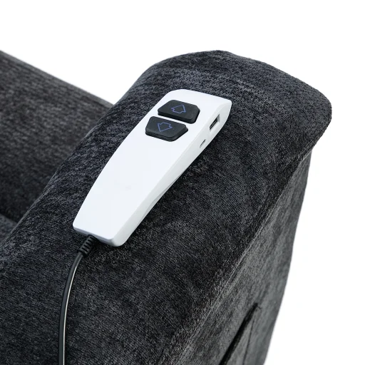 Elektromos, dönthető relax fekvőfotel, sötétszürke szövet - 4