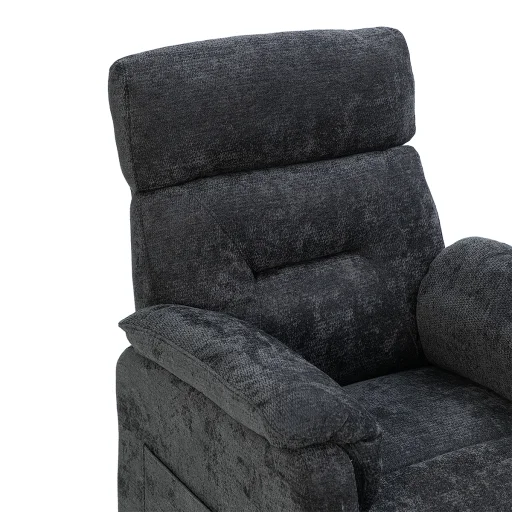 Elektromos, dönthető relax fekvőfotel, sötétszürke szövet - 11