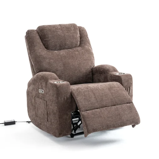 Elektromos relax fekvőfotel, barna zsenília szövet (JN-D8116C51 BROWN) - 11