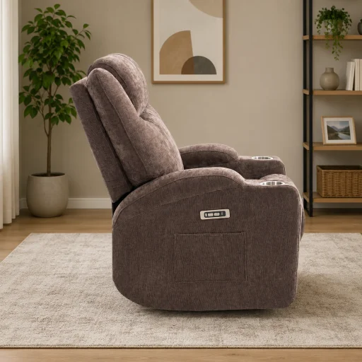 Elektromos relax fekvőfotel, barna zsenília szövet (JN-D8116C51 BROWN) - 3