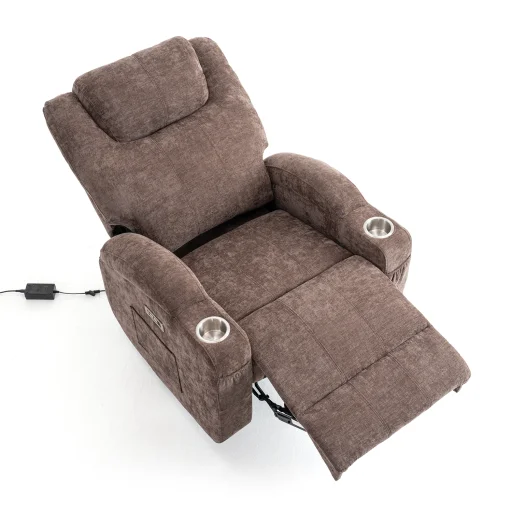 Elektromos relax fekvőfotel, barna zsenília szövet (JN-D8116C51 BROWN) - 6