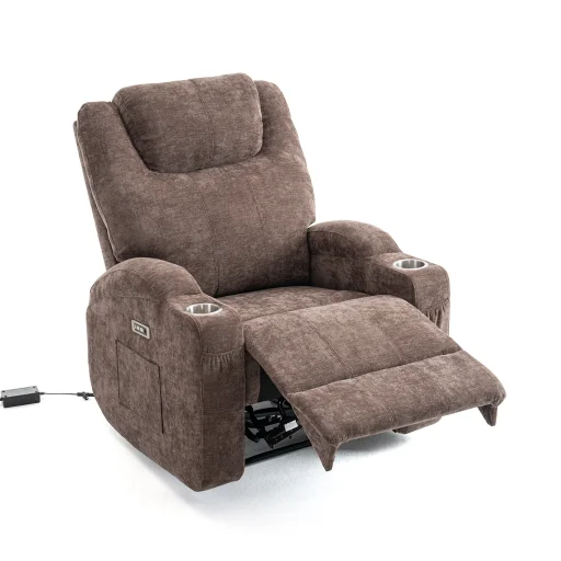 Elektromos relax fekvőfotel, barna zsenília szövet (JN-D8116C51 BROWN) - 7