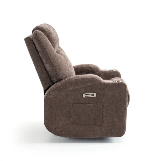 Elektromos relax fekvőfotel, barna zsenília szövet (JN-D8116C51 BROWN) - 8