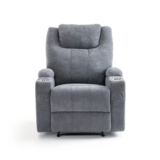 Elektromos relax fekvőfotel, szürke zsenília szövet (JN-D8116C51 GREY) - 4