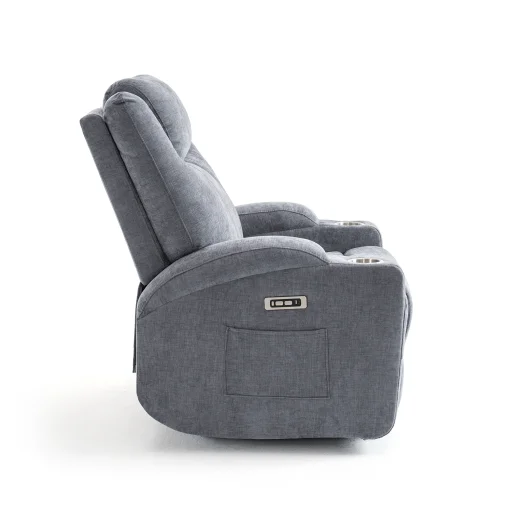 Elektromos relax fekvőfotel, szürke zsenília szövet (JN-D8116C51 GREY) - 9