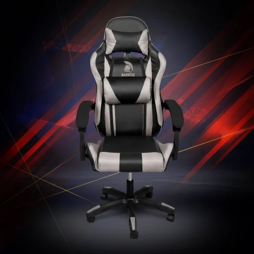 Warrior gamer szék, forgószék fekete-szürke (GAMER-BASIC-1-BLACK-GREY) - 1