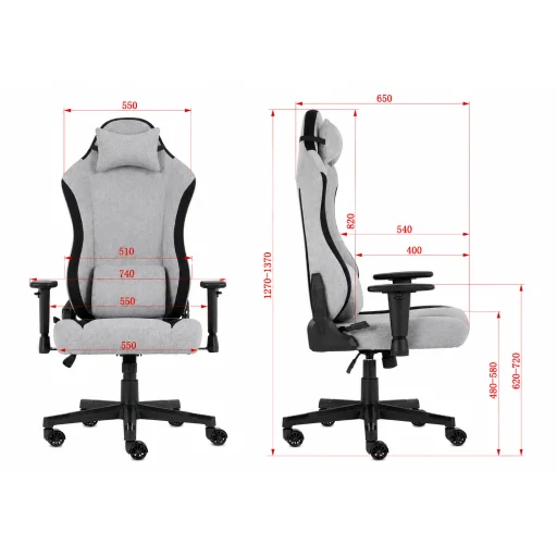 Gamer szék, forgószék szövet, szürke (MC-194) - 7