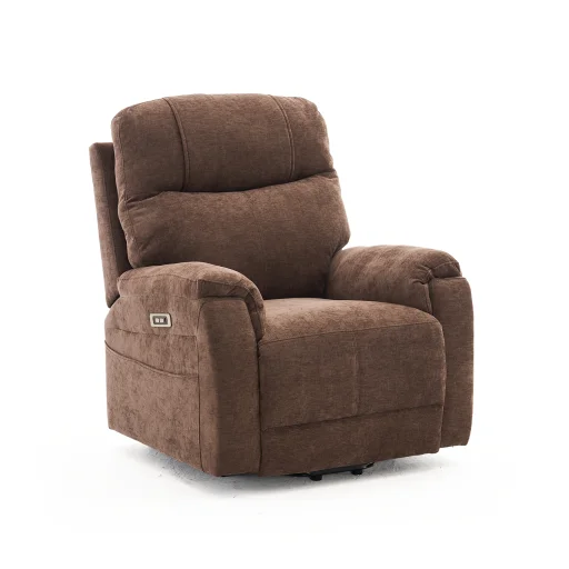 Felállást segítő relax elektromos fekvőfotel, barna zsenilia szövet (JN-L8016A51) - 2