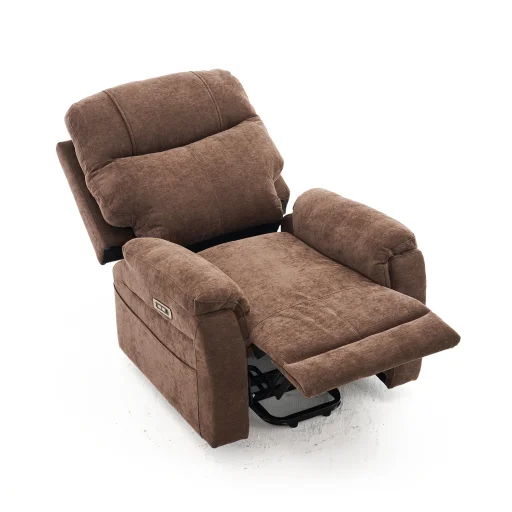 Felállást segítő relax elektromos fekvőfotel, barna zsenilia szövet (JN-L8016A51) - 4