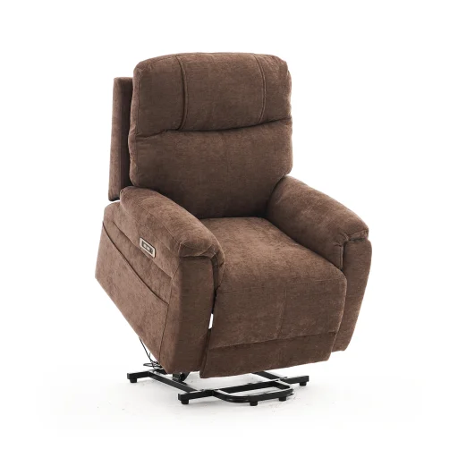 Felállást segítő relax elektromos fekvőfotel, barna zsenilia szövet (JN-L8016A51) - 1