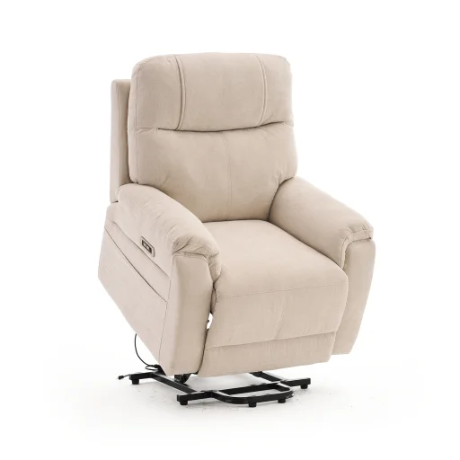 Felállást segítő relax elektromos fekvőfotel, bézs zsenilia szövet (JN-L8016A51) - 1