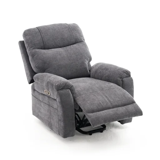 Felállást segítő relax elektromos fekvőfotel, szürke zsenilia szövet (JN-L8016A51) - 2