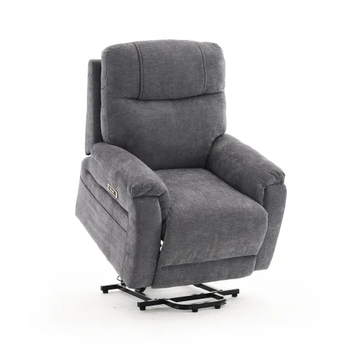 Felállást segítő relax elektromos fekvőfotel, szürke zsenilia szövet (JN-L8016A51) - 1