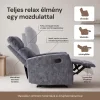 Fekvőfotel, relax fotelágy dönthető háttámlával, lábtartóval szürke zsenília szövet (JN-R8120A51) GREY thumbnail