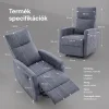 Fekvőfotel, relax fotelágy dönthető háttámlával, lábtartóval szürke zsenília szövet (JN-R8120A51) GREY thumbnail