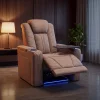 Luxus elektromos relax fotel, pohártartóval, világítással bársony barna szövet (L26017-3906) thumbnail