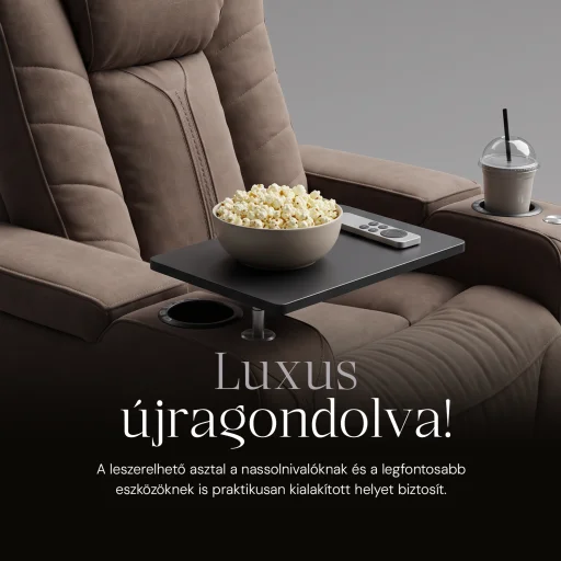 Luxus elektromos relax fotel, pohártartóval, világítással bársony barna szövet (L26017-3906) - 9