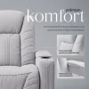 Luxus, háromszemélyes fekvőfotel, relax fotelágy elektromosan dönthető háttámlával, pohártartóval és világítással szürke bársony szövet (L26017-7406) thumbnail