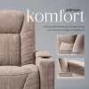 Luxus, háromszemélyes fekvőfotel, relax fotelágy elektromosan dönthető háttámlával, pohártartóval és világítással homokszürke bársony szövet (L26017-7406) thumbnail