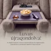 Luxus, háromszemélyes fekvőfotel, relax fotelágy elektromosan dönthető háttámlával, pohártartóval és világítással homokszürke bársony szövet (L26017-7406) thumbnail