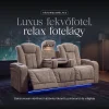 Luxus, háromszemélyes fekvőfotel, relax fotelágy elektromosan dönthető háttámlával, pohártartóval és világítással homokszürke bársony szövet (L26017-7406) thumbnail