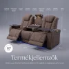 Luxus, háromszemélyes fekvőfotel, relax fotelágy elektromosan dönthető háttámlával, pohártartóval és világítással barna bársony szövet (L26017-7406) thumbnail