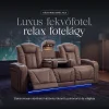 Luxus, háromszemélyes fekvőfotel, relax fotelágy elektromosan dönthető háttámlával, pohártartóval és világítással barna bársony szövet (L26017-7406) thumbnail