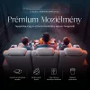 Luxus, háromszemélyes fekvőfotel, relax fotelágy elektromosan dönthető háttámlával, pohártartóval és világítással szürke bársony szövet (L26017-7406) thumbnail