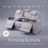 Luxus, háromszemélyes fekvőfotel, relax fotelágy elektromosan dönthető háttámlával, pohártartóval és világítással szürke bársony szövet (L26017-7406) thumbnail