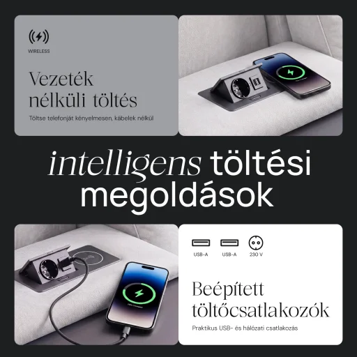 Luxus, háromszemélyes fekvőfotel, relax fotelágy elektromosan dönthető háttámlával, pohártartóval és világítással szürke bársony szövet (L26017-7406) - 3