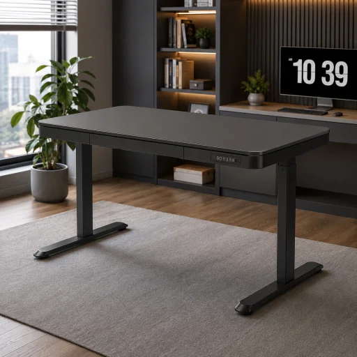 Elektromosan, elektronikusan állítható magasságú íróasztal fekete lappal (ET119WC-BLACK-WOODBLACK)  - 1